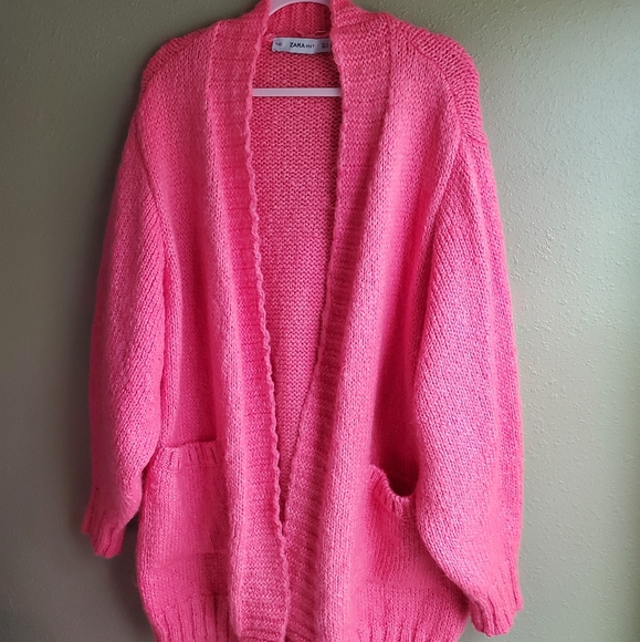 Zara Sweaters Zara Pink Oversized Cardigan Poshmark